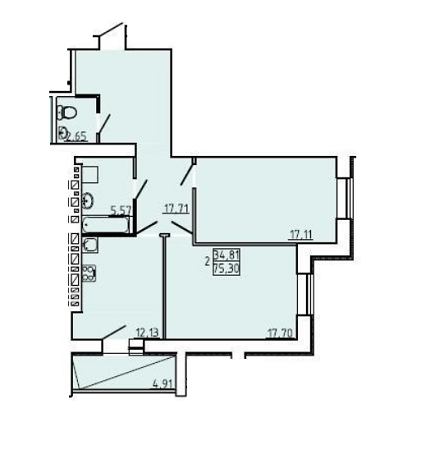 2-комнатная 75.3 м² в ЖК Рогатинский от 15 000 грн/м², Харьков