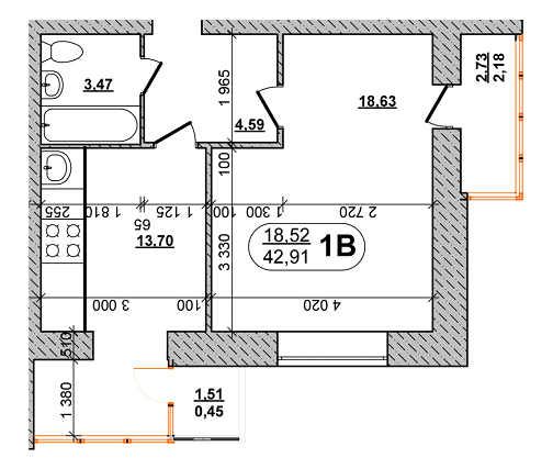 1-комнатная 42.91 м² в ЖК на ул. 600-летия от 16 500 грн/м², Винница