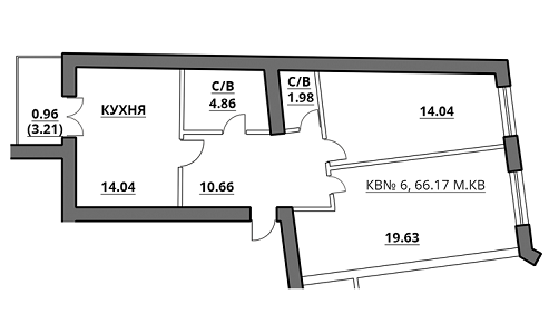 3-кімнатна 66.17 м² в ЖК на вул. Богдана Хмельницького, 27А від забудовника, Львів