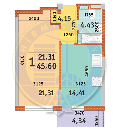 1-кімнатна 45.6 м² в ЖК Голосіївський дворик від 30 000 грн/м², Київ