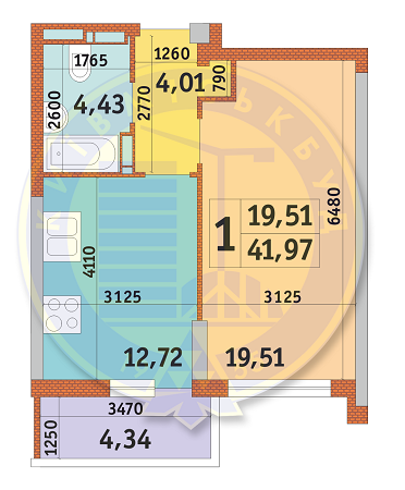 1-кімнатна 41.97 м² в ЖК Голосіївський дворик від 24 520 грн/м², Київ