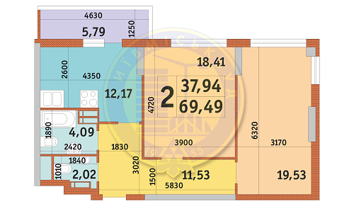 2-кімнатна 69.49 м² в ЖК Голосіївський дворик від 23 400 грн/м², Київ