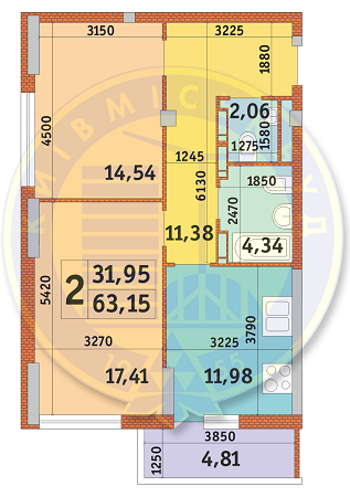 2-кімнатна 63.15 м² в ЖК Голосіївський дворик від 23 400 грн/м², Київ
