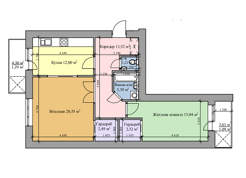 2-кімнатна 70.63 м² в ЖК на вул. Врубеля, 15 від 16 000 грн/м², Львів
