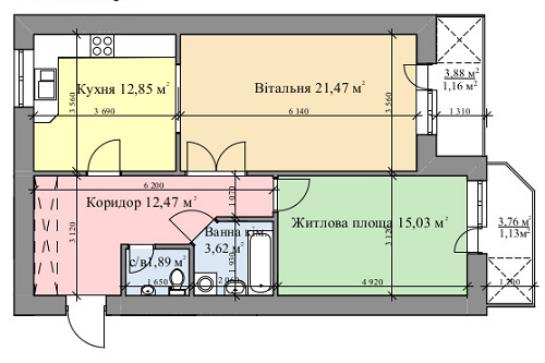 2-кімнатна 69.62 м² в ЖК на вул. Врубеля, 15 від забудовника, Львів