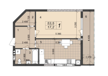 1-кімнатна 53.5 м² в ЖК на вул. Врубеля, 42А від 16 000 грн/м², Львів