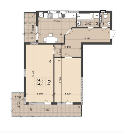 2-комнатная 74.7 м² в ЖК на ул. Врубеля, 42А от 14 500 грн/м², Львов