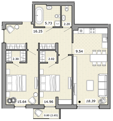 3-кімнатна 87.85 м² в ЖК на вул. Єфремова, 26 від 32 390 грн/м², Львів