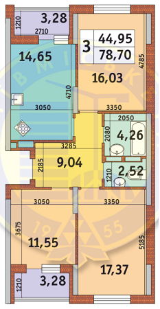 3-кімнатна 78.7 м² в ЖК Каховська від 22 700 грн/м², Київ