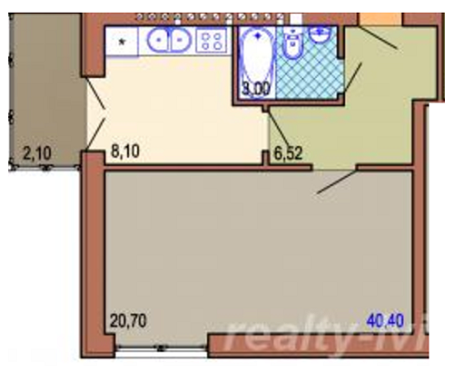 1-комнатная 40.4 м² в ЖК на ул. Корсунская, 4 от застройщика, Львов