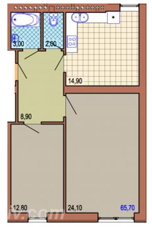 2-комнатная 65.7 м² в ЖК на ул. Корсунская, 4 от застройщика, Львов