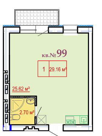 1-комнатная 29.16 м² в ЖК на ул. Косарева (Соколова), 25 от 12 900 грн/м², Харьков