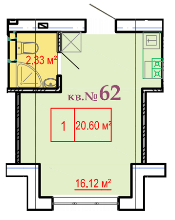 1-комнатная 20.6 м² в ЖК на ул. Косарева (Соколова), 25 от 12 900 грн/м², Харьков