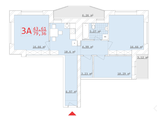 3-кімнатна 79.36 м² в ЖБК Новий дім на вул. Котлова від 13 500 грн/м², Харків