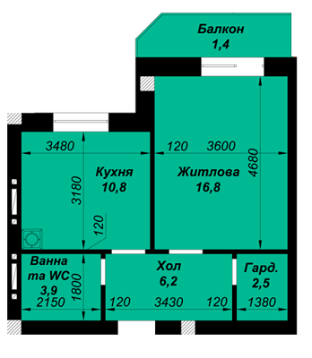 1-кімнатна 41.5 м² в ЖК на вул. Кравченко, 8 від забудовника, Львів