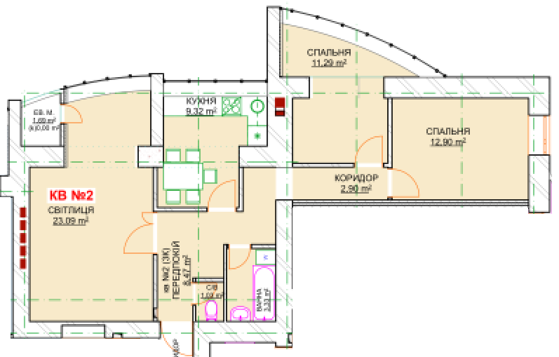 2-комнатная 82.07 м² в ЖК Леваневского от 18 500 грн/м², г. Белая Церковь