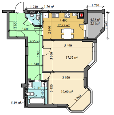2-комнатная 70.82 м² в ЖК на ул. Лемковская, 26 от застройщика, Львов