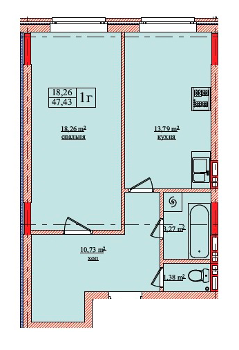 1-кімнатна 47.43 м² в ЖК на вул. Нововокзальна, 69-75 від 25 000 грн/м², Київ