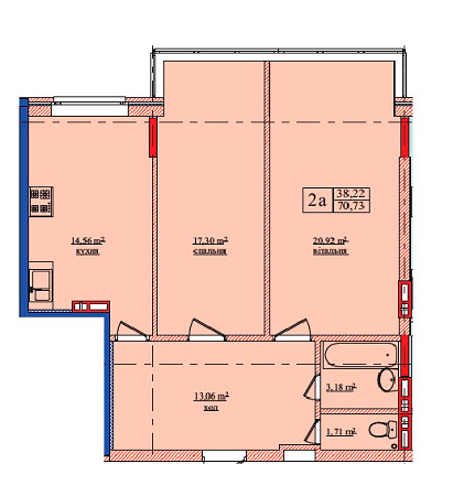 2-кімнатна 70.73 м² в ЖК на вул. Нововокзальна, 69-75 від 25 000 грн/м², Київ