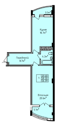 1-кімнатна 56.39 м² в ЖК на вул. Олекси Довбуша від 18 350 грн/м², м. Трускавець
