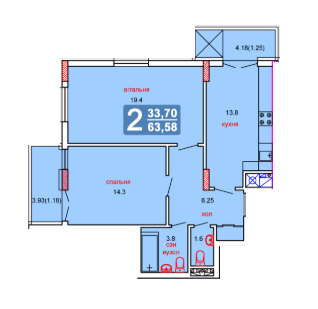 2-комнатная 63.58 м² в ЖК на ул. Перфецкого, 2 от 17 600 грн/м², Львов