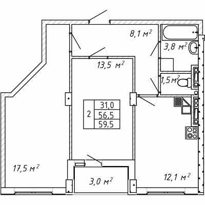 2-комнатная 59.5 м² в ЖК на ул. Святослава Рихтера (Щорса), 148/2 от 18 180 грн/м², Одесса