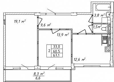 2-комнатная 67.1 м² в ЖК на ул. Святослава Рихтера (Щорса), 148/2 от 18 180 грн/м², Одесса