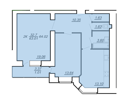 2-комнатная 63.01 м² в ЖК на вул. Яреми, 12 от 11 500 грн/м², Тернополь