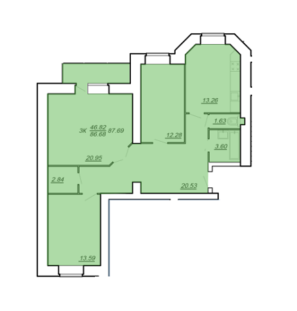 3-комнатная 86.68 м² в ЖК на вул. Яреми, 12 от 11 500 грн/м², Тернополь