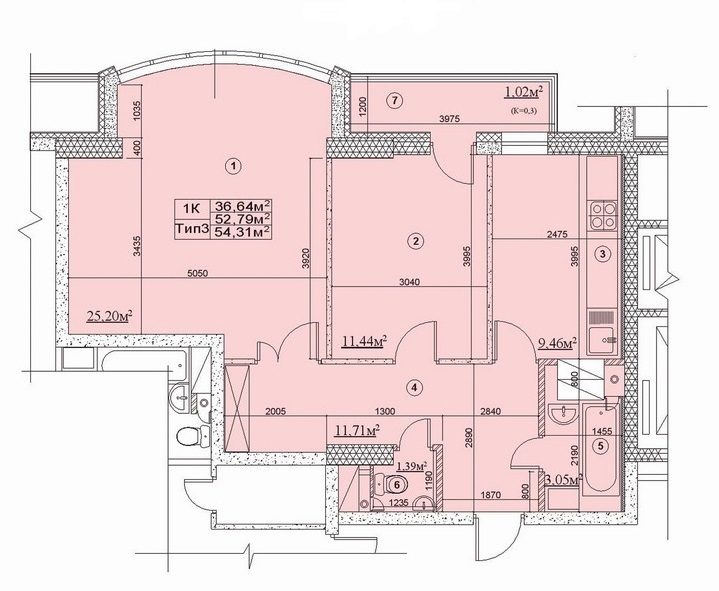 2-комнатная 54.31 м² в ЖК Новодарницкий от застройщика, Киев