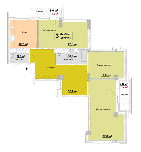 3-комнатная 149.5 м² в ЖК Новопечерские Липки от 65 090 грн/м², Киев