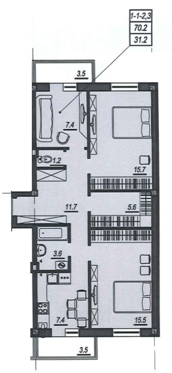 3-кімнатна 70.2 м² в ЖК Новий Люстдорф від забудовника, Одеса