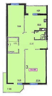 3-кімнатна 93.58 м² в ЖК Одеський від забудовника, Одеса