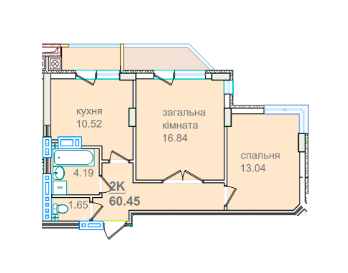 2-комнатная 60.45 м² в ЖК Околиця Джона Леннона от 18 750 грн/м², Львов