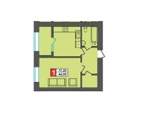 1-комнатная 44.99 м² в ЖК Олимпийский 2 от 9 800 грн/м², Хмельницкий
