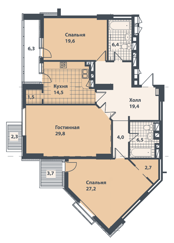 3-кімнатна 159.8 м² в ЖК Панорама на Печерську від забудовника, Київ