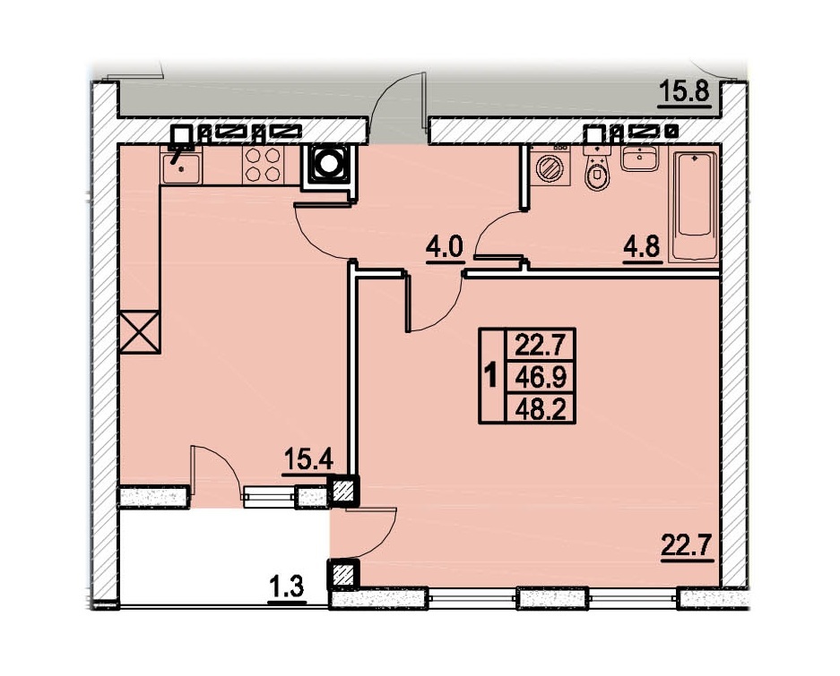 1-кімнатна 48.2 м² в ЖК Панорамний від 25 000 грн/м², Львів