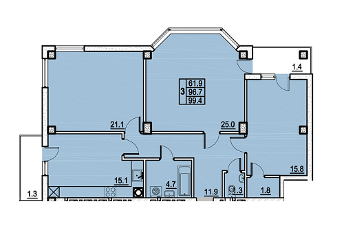 3-кімнатна 99.4 м² в ЖК Панорамний від 23 000 грн/м², Львів