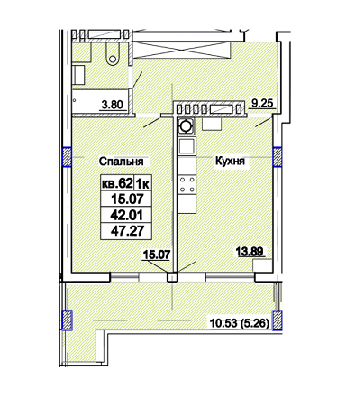 1-кімнатна 47.27 м² в ЖК Парк Авеню від 25 200 грн/м², Львів
