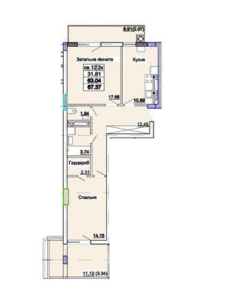 2-кімнатна 67.37 м² в ЖК Парк Авеню від 31 050 грн/м², Львів
