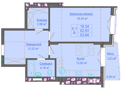 1-кімнатна 53.84 м² в ЖК Паркові Вежі від забудовника, Львів