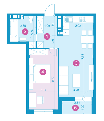 1-кімнатна 54.64 м² в ЖК Парус Life від забудовника, Львів