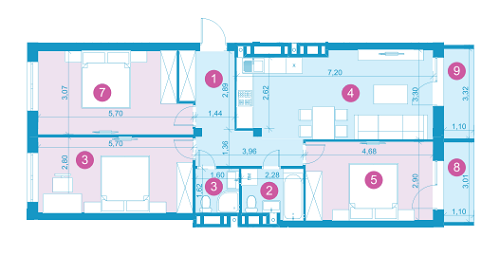 3-комнатная 90.02 м² в ЖК Парус Life от застройщика, Львов