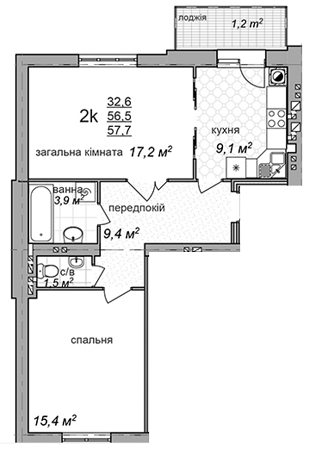 2-кімнатна 57.7 м² в ЖК по просп. Червоної Калини, 24 від 15 770 грн/м², Львів