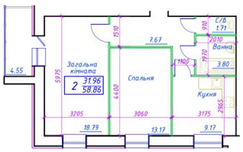 2-комнатная 60.02 м² в ЖК по просп. Лушпы, 2/1 от застройщика, Сумы