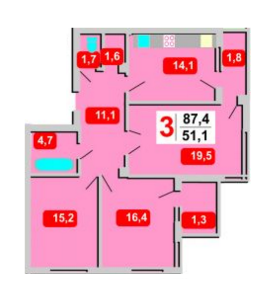 3-кімнатна 87.4 м² в ЖК Під Голоском, 17В від забудовника, Львів