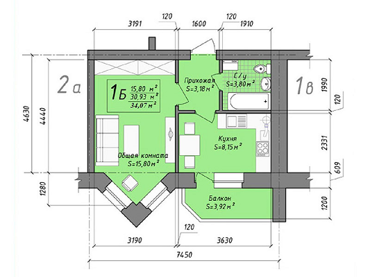 1-комнатная 34.07 м² в ЖК Подкова от застройщика, с. Крюковщина