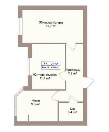 2-кімнатна 48 м² в ЖК Празький квартал 2 від 13 650 грн/м², с. Петропавлівська Борщагівка