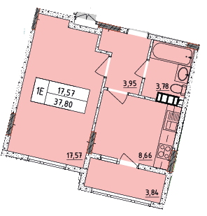 1-кімнатна 37.8 м² в ЖК Район від 18 000 грн/м², Київ