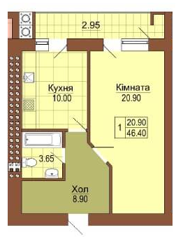 1-комнатная 46.4 м² в ЖК Рафаэль от 21 700 грн/м², Львов